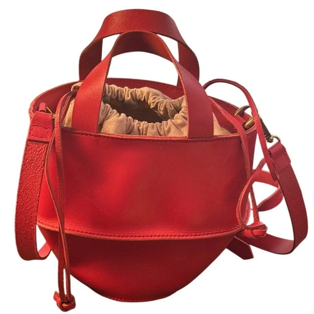 Madewell Leather Bucket Bag Drawstring Crossbody Purse Streetwear Contemporary